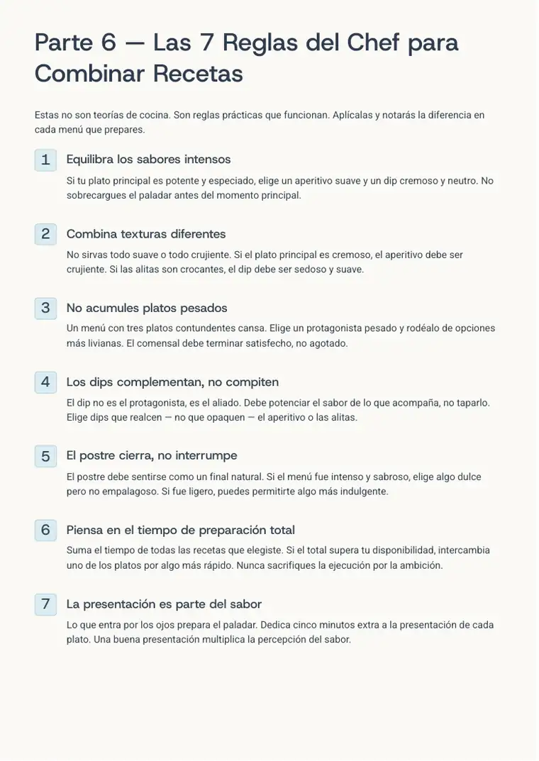 Página de las 7 reglas del chef